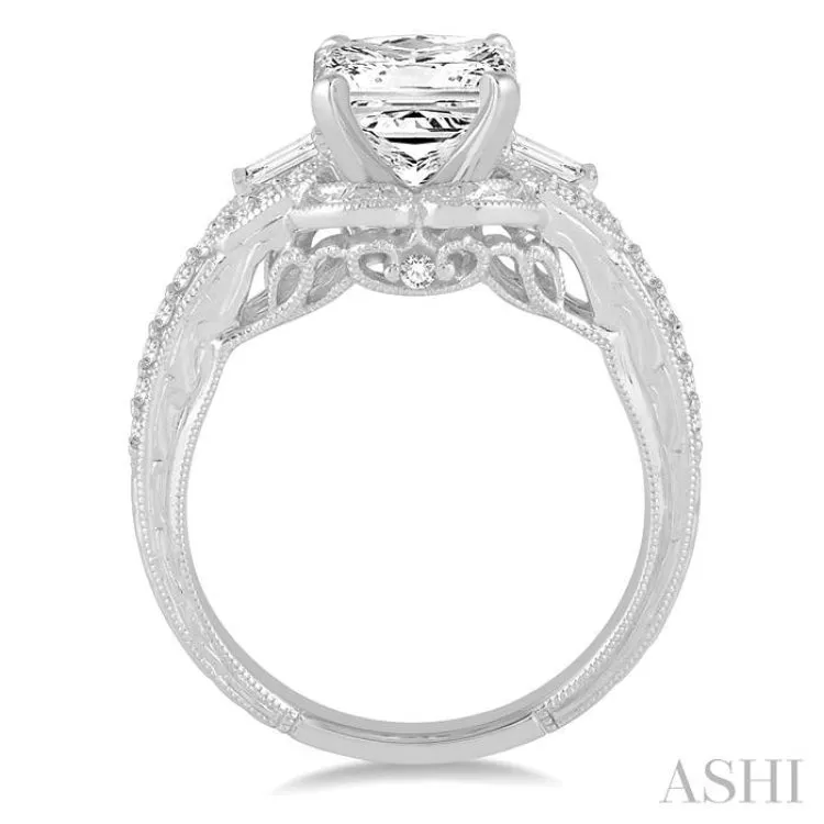 1 Ctw Diamond Engagement Ring with 3/4 Ct Princess Cut Center Stone in 14K White Gold