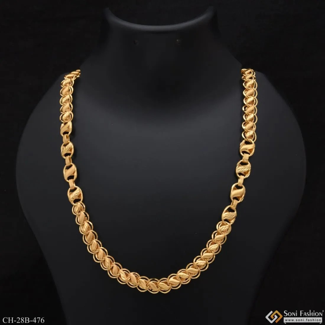 1 Gram Gold Forming Kohli Glamorous Design Gold Plated Chain for Men - Style B476