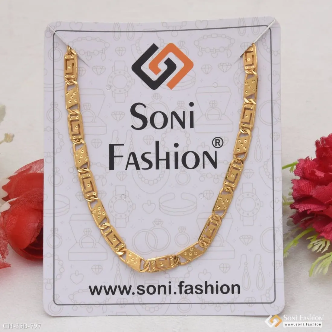 1 Gram Gold Forming Nawabi Exquisite Design High-Quality Chain for Men - Style B797