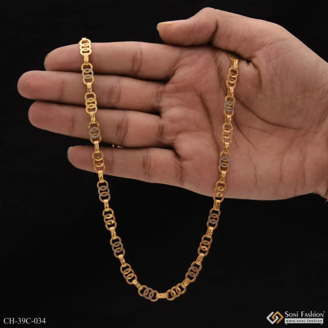 1 Gram Gold Forming Round Linked Distinctive Design Best Quality Chain - Style C034