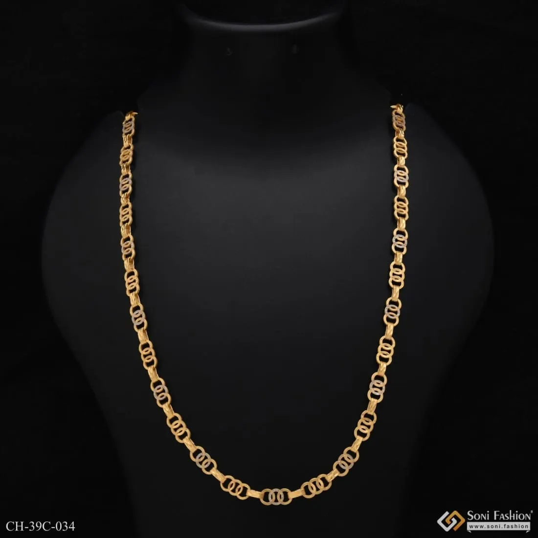 1 Gram Gold Forming Round Linked Distinctive Design Best Quality Chain - Style C034