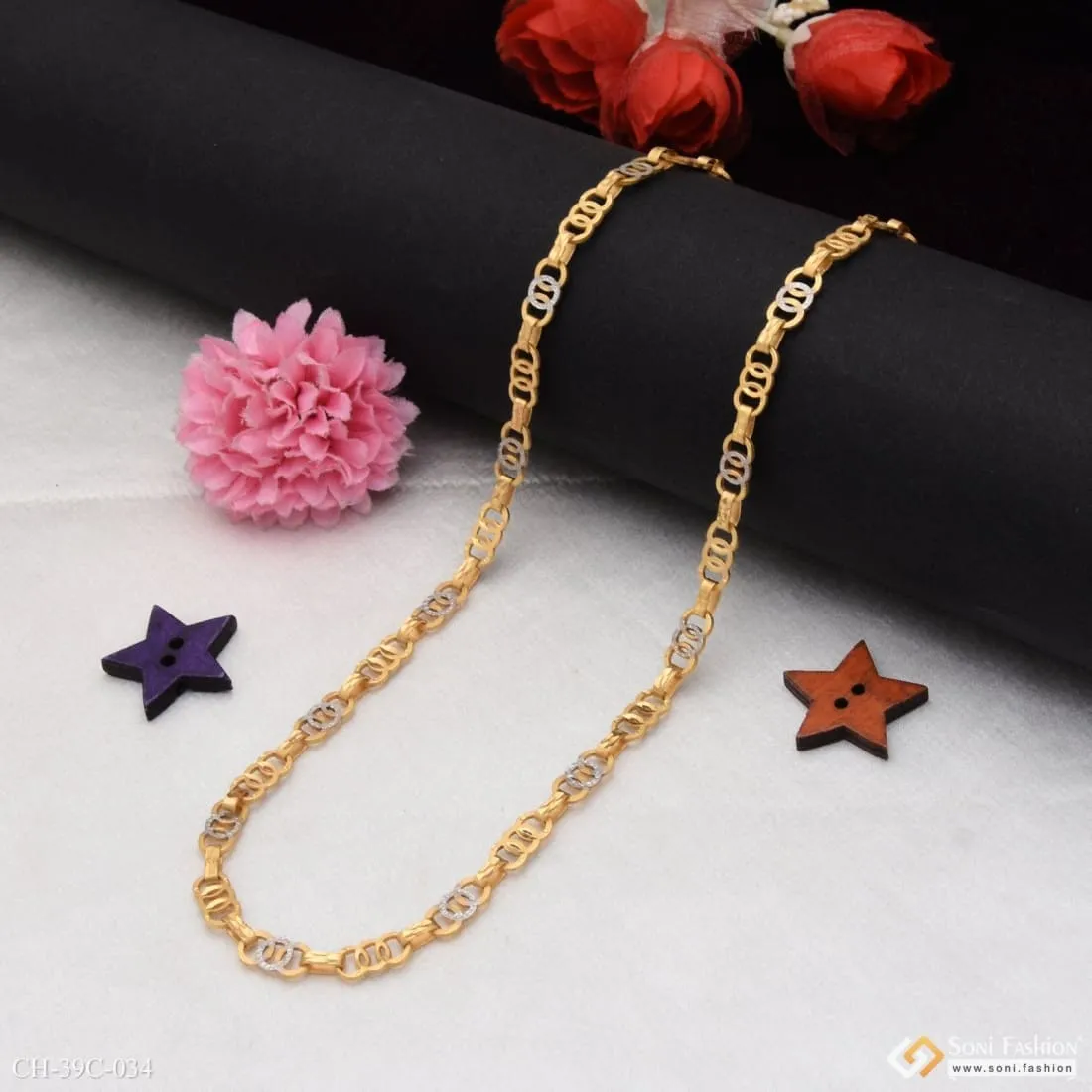 1 Gram Gold Forming Round Linked Distinctive Design Best Quality Chain - Style C034