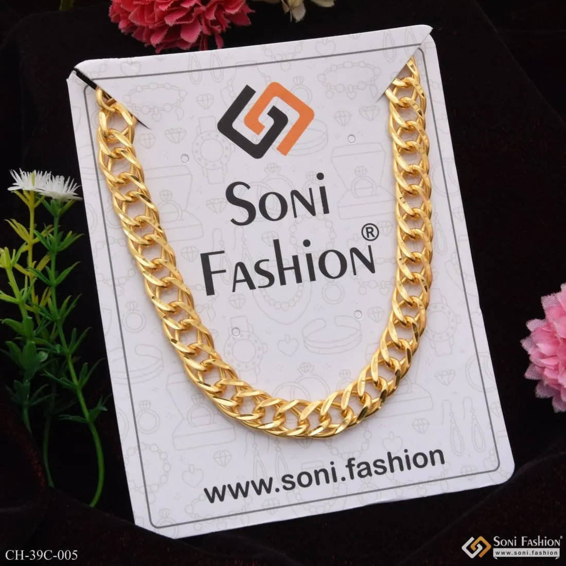 1 Gram Gold Forming Round Linked Finely Detailed Design Chain for Men - Style C005