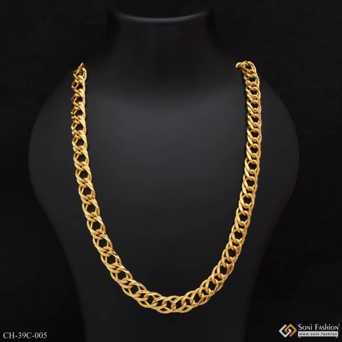 1 Gram Gold Forming Round Linked Finely Detailed Design Chain for Men - Style C005