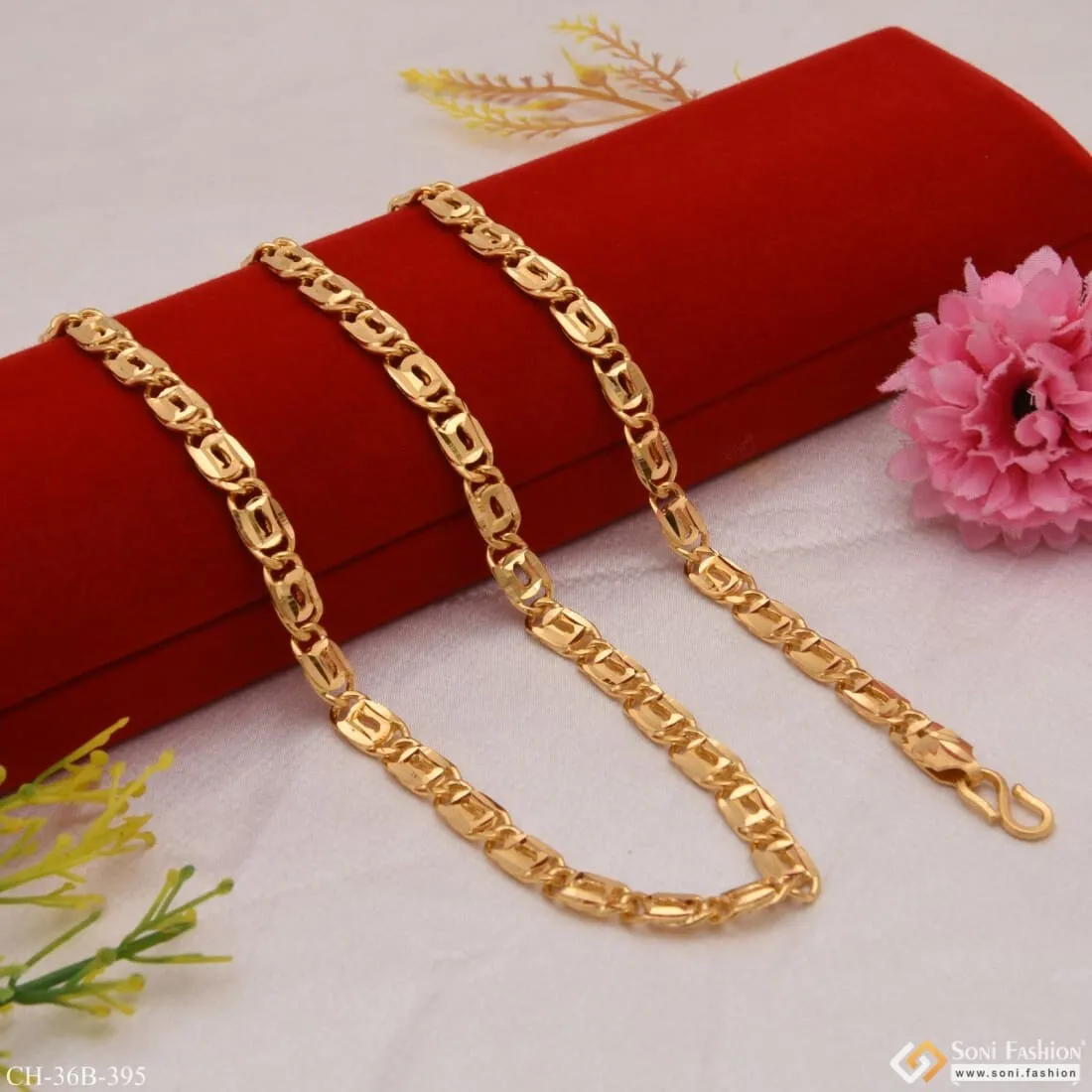 1 Gram Gold - S Pattern Best Quality Elegant Design Gold Plated Chain - Style B395