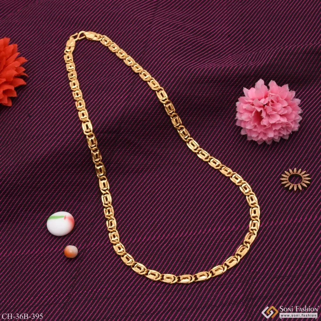 1 Gram Gold - S Pattern Best Quality Elegant Design Gold Plated Chain - Style B395