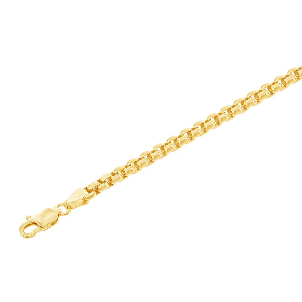 10K Yellow Gold 3.5mm Venetian Round Box Chain 18", 20", 22", 24"