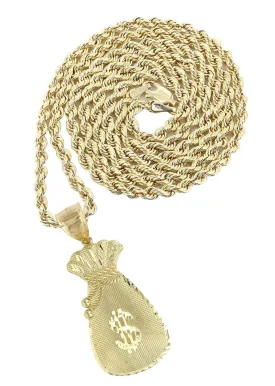 10K Yellow Gold Money Bag Necklace | Appx. 16.4 Grams