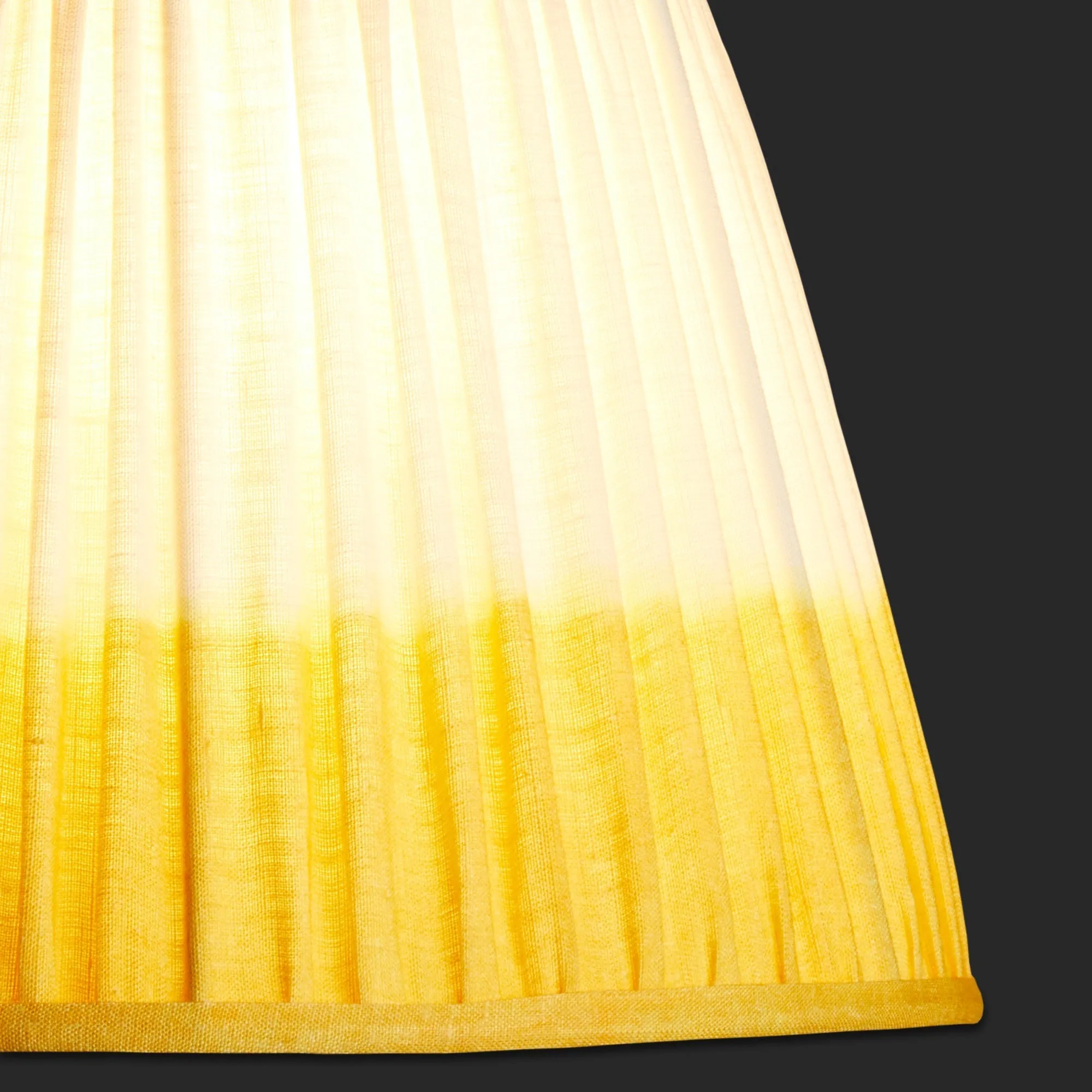 14cm tall tapered shade in yellow shibori linen