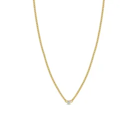 14k Diamond Bezel XS Curb Chain Necklace