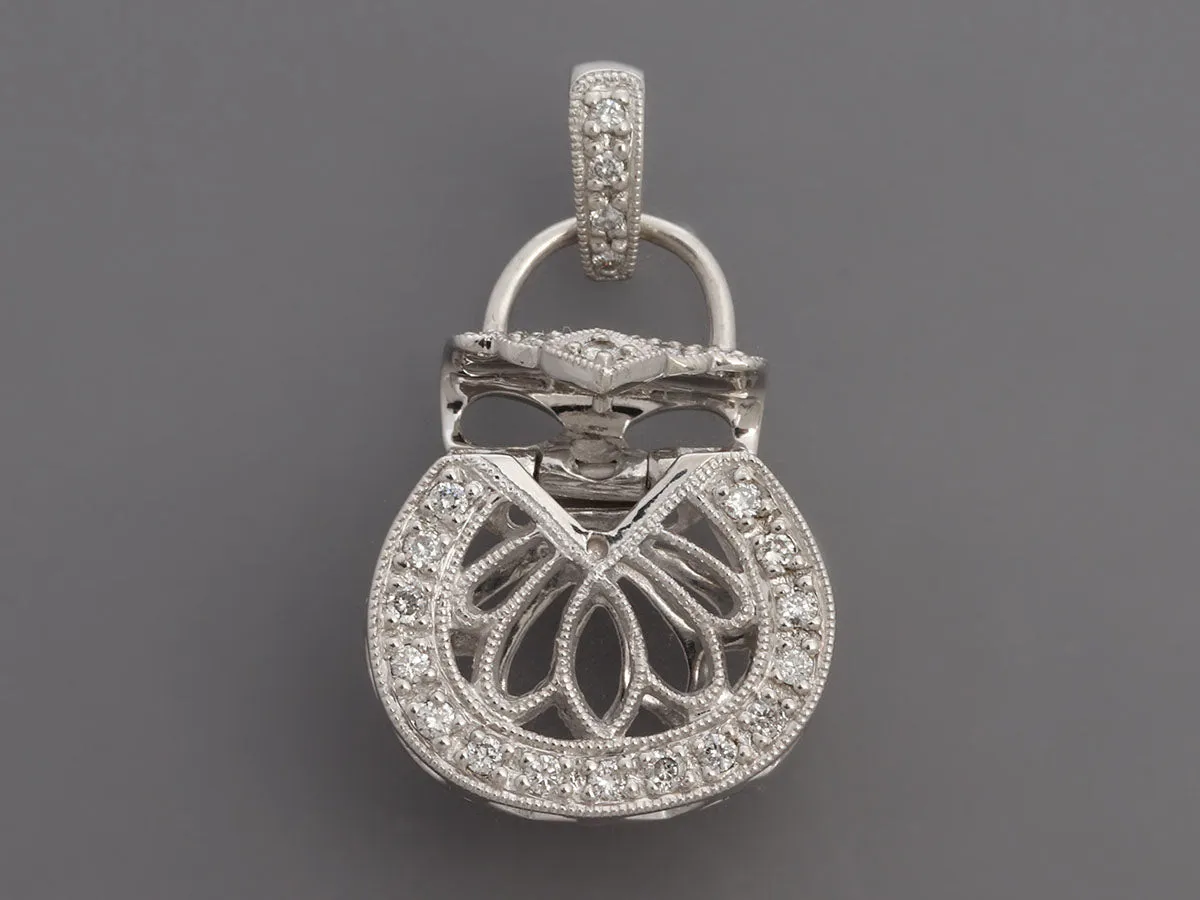 14K White Gold Diamond Bag Charm