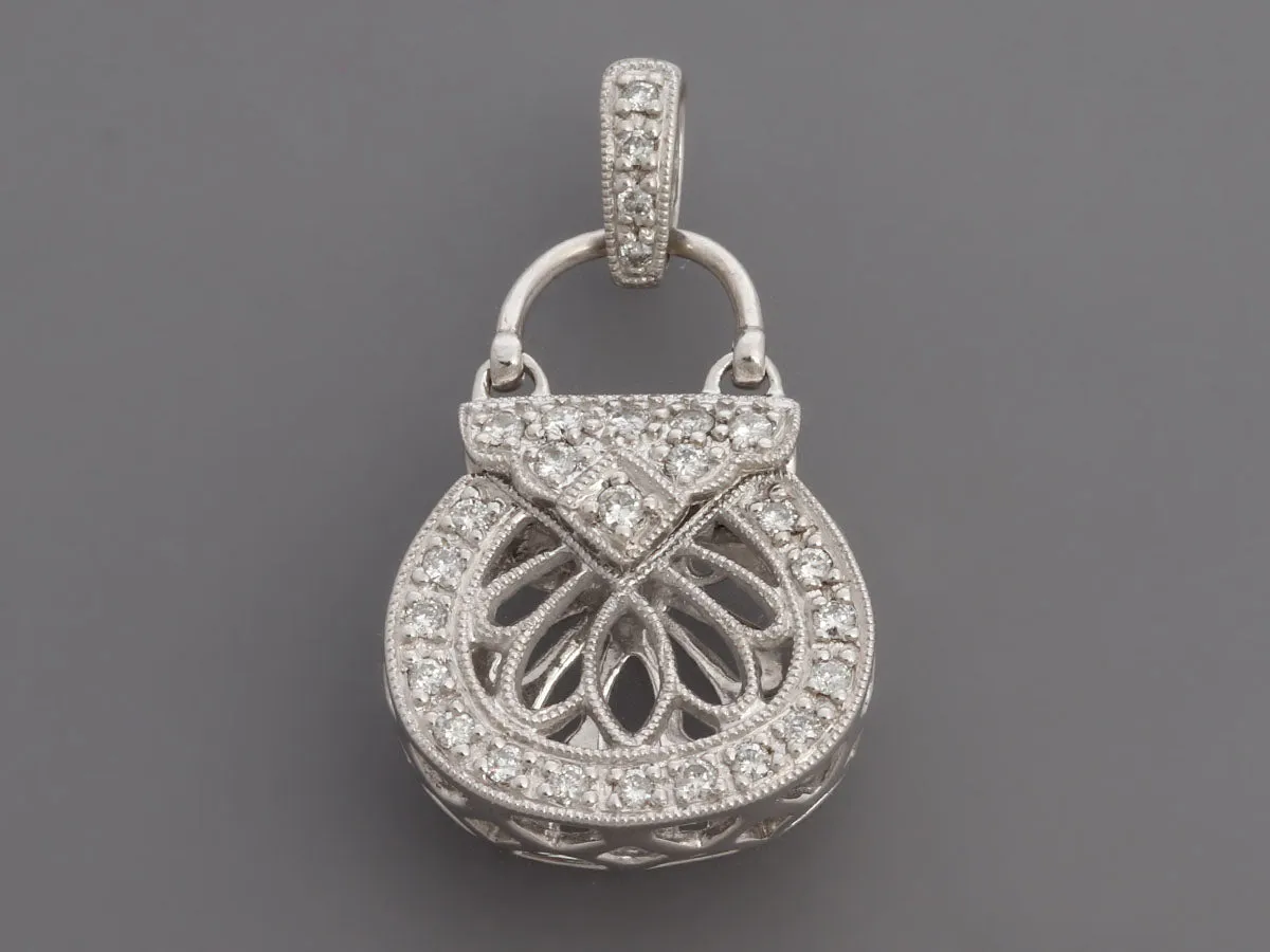 14K White Gold Diamond Bag Charm