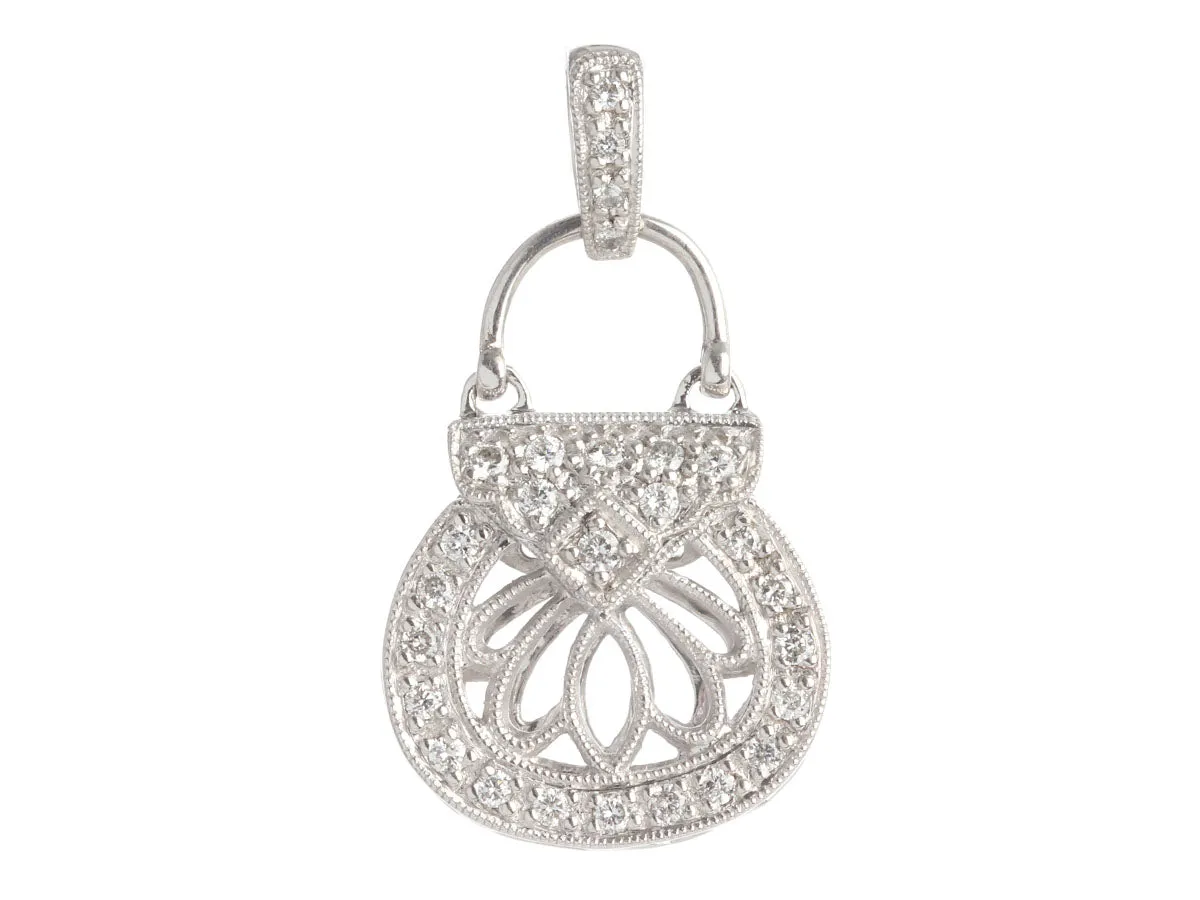 14K White Gold Diamond Bag Charm