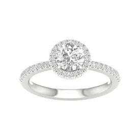 14K White Gold Lab Grown Round Halo Diamond Ring