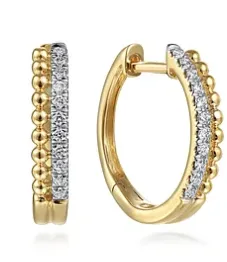 14K Yellow Gold Bujukan Pavé 10mm Diamond Huggie Earrings