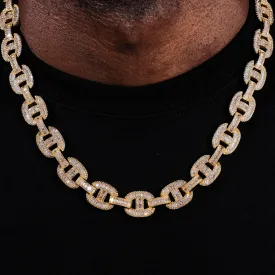 15mm Baguette Mariner Chain 18k Gold