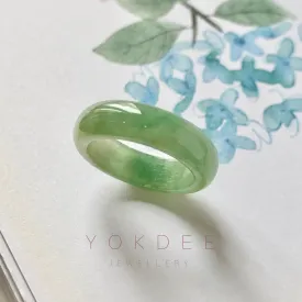 16.1mm A-Grade Natural Green Jadeite Abacus Ring Band No.162185