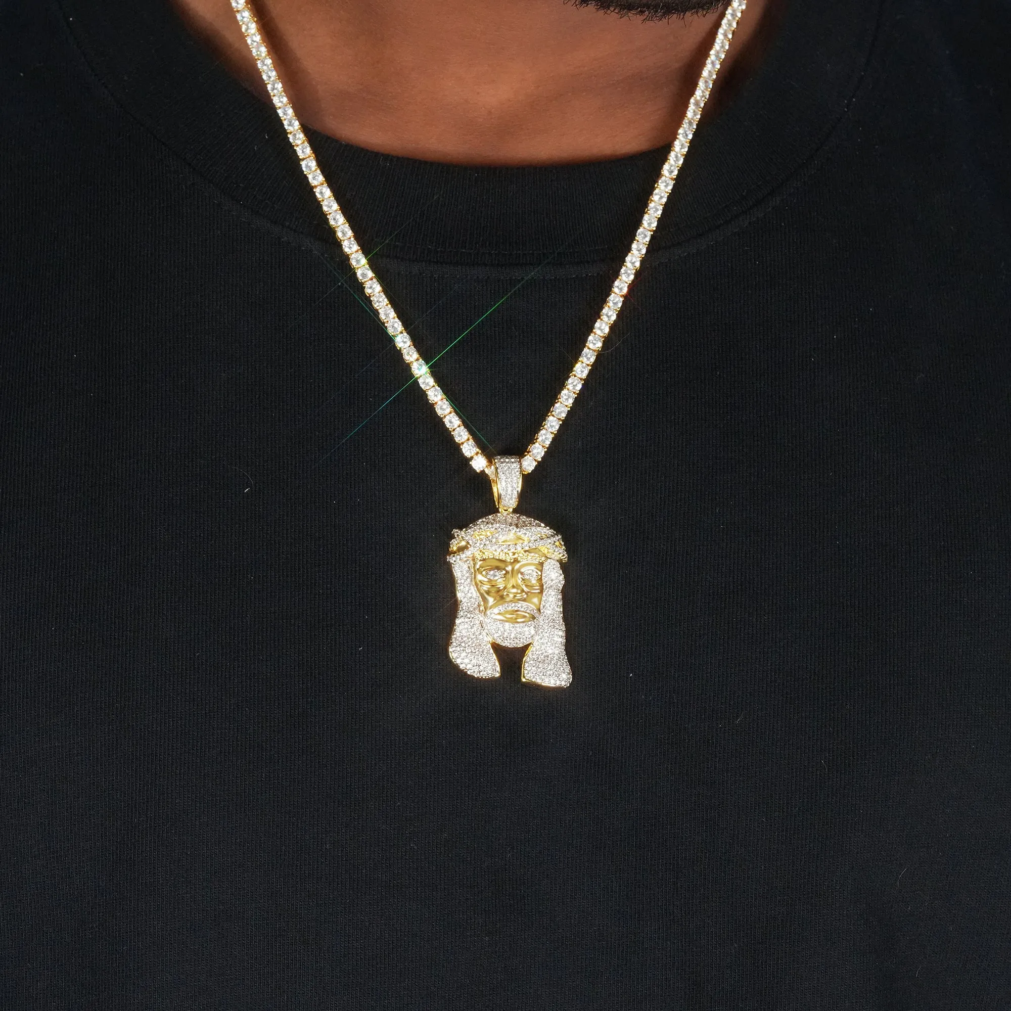 18K Gold-Plated Micro-inlay AAA CZ Jesus Avatar Pendant