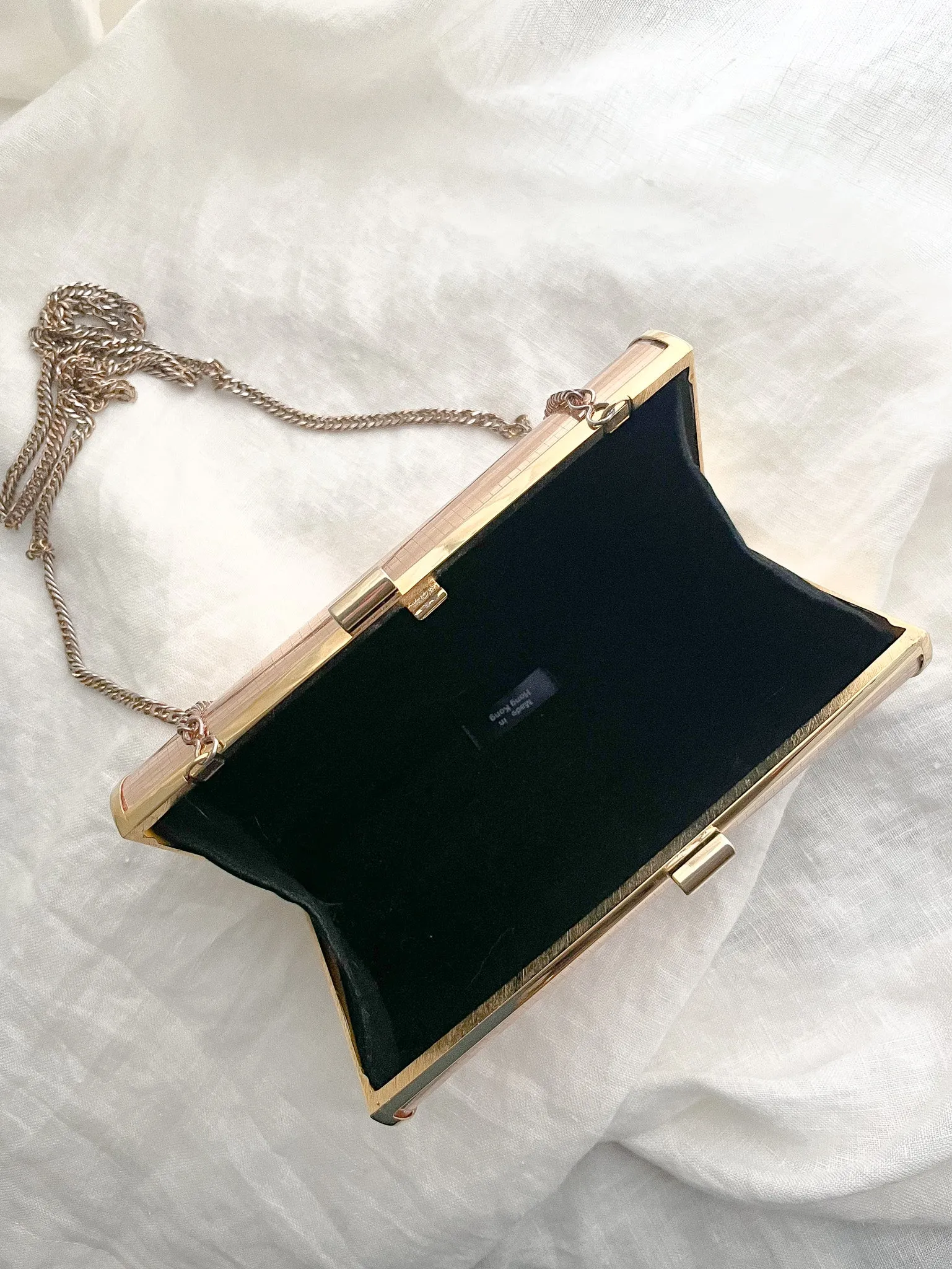 1970s Gold GLAM Disco Fever Hard Shell Clutch Hand Bag