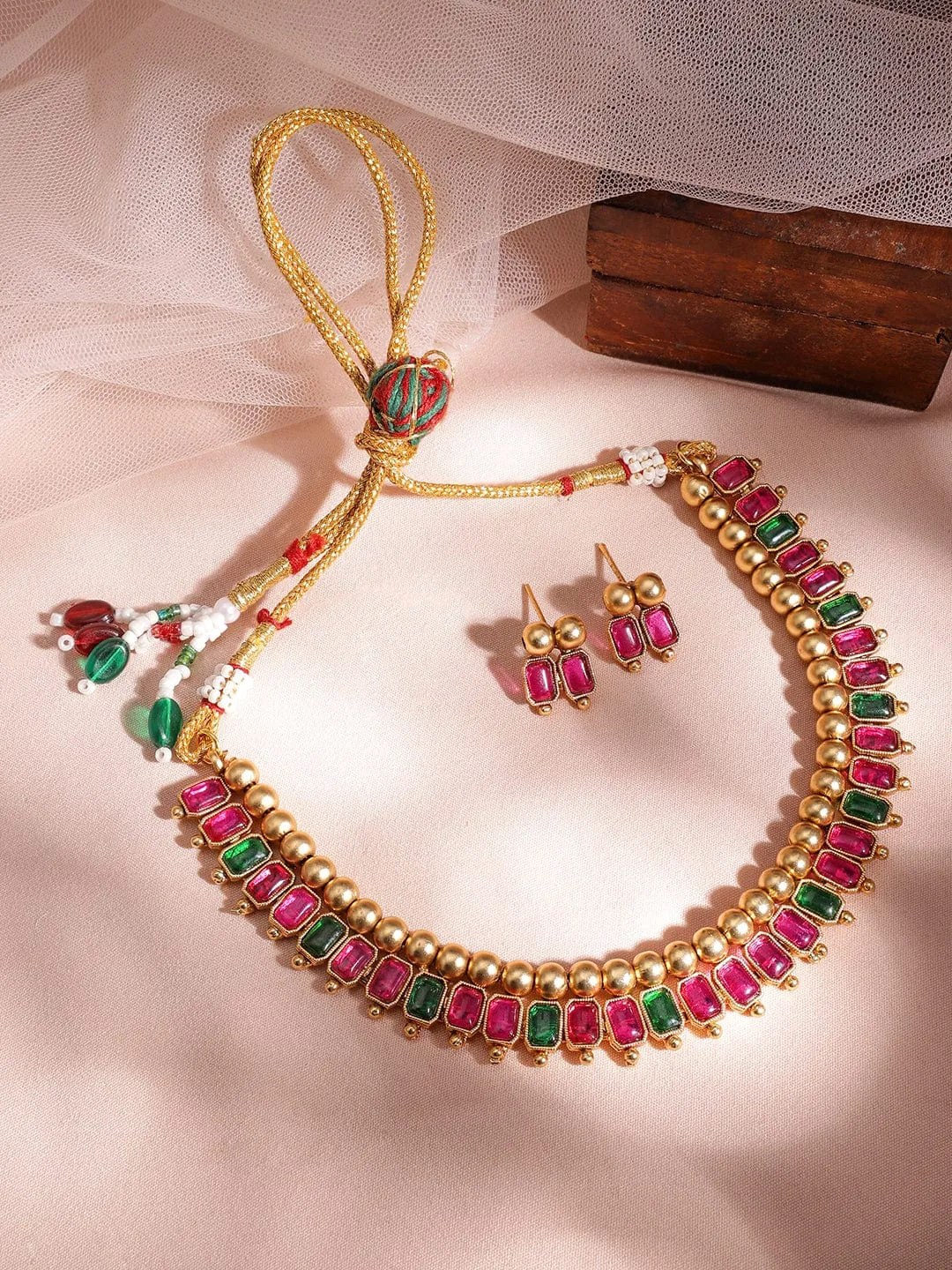 22KT Gold-Plated Stone-Studded Necklace Set