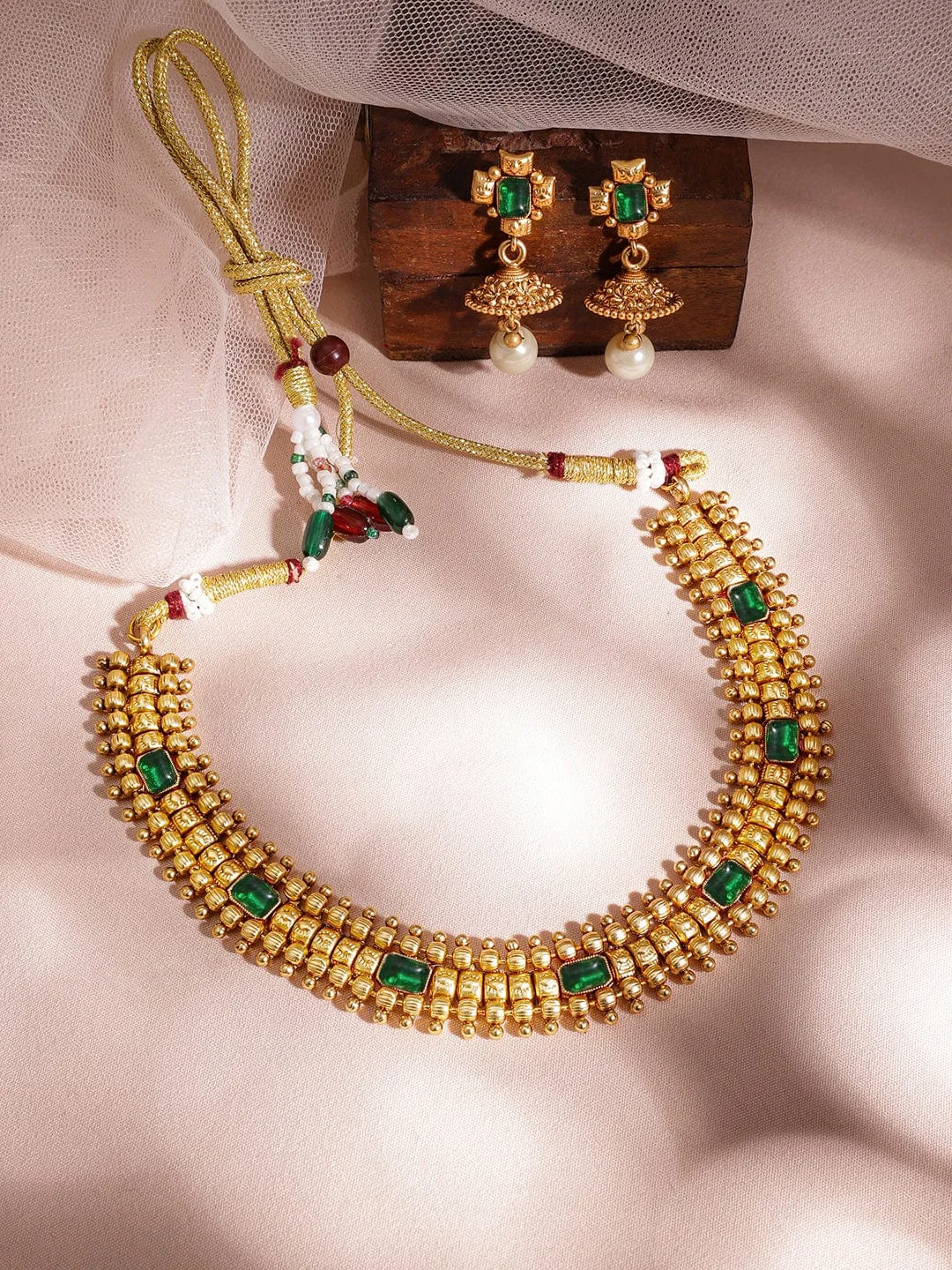 22KT Gold Plated Stones Studded Jewellery Set