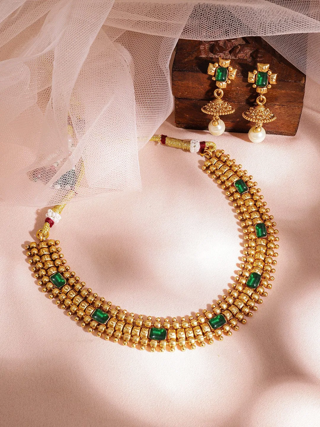 22KT Gold Plated Stones Studded Jewellery Set