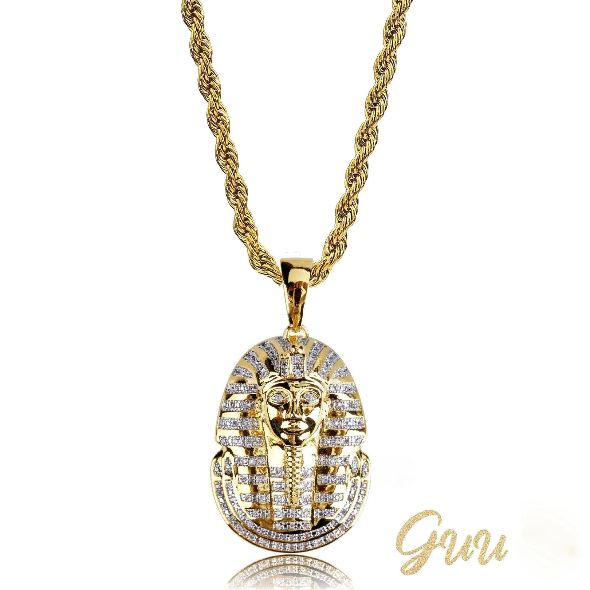 25mm Egyptian Pharaoh Head  Hip Hop Cubic Zirconia Pendant # Rapper Chain