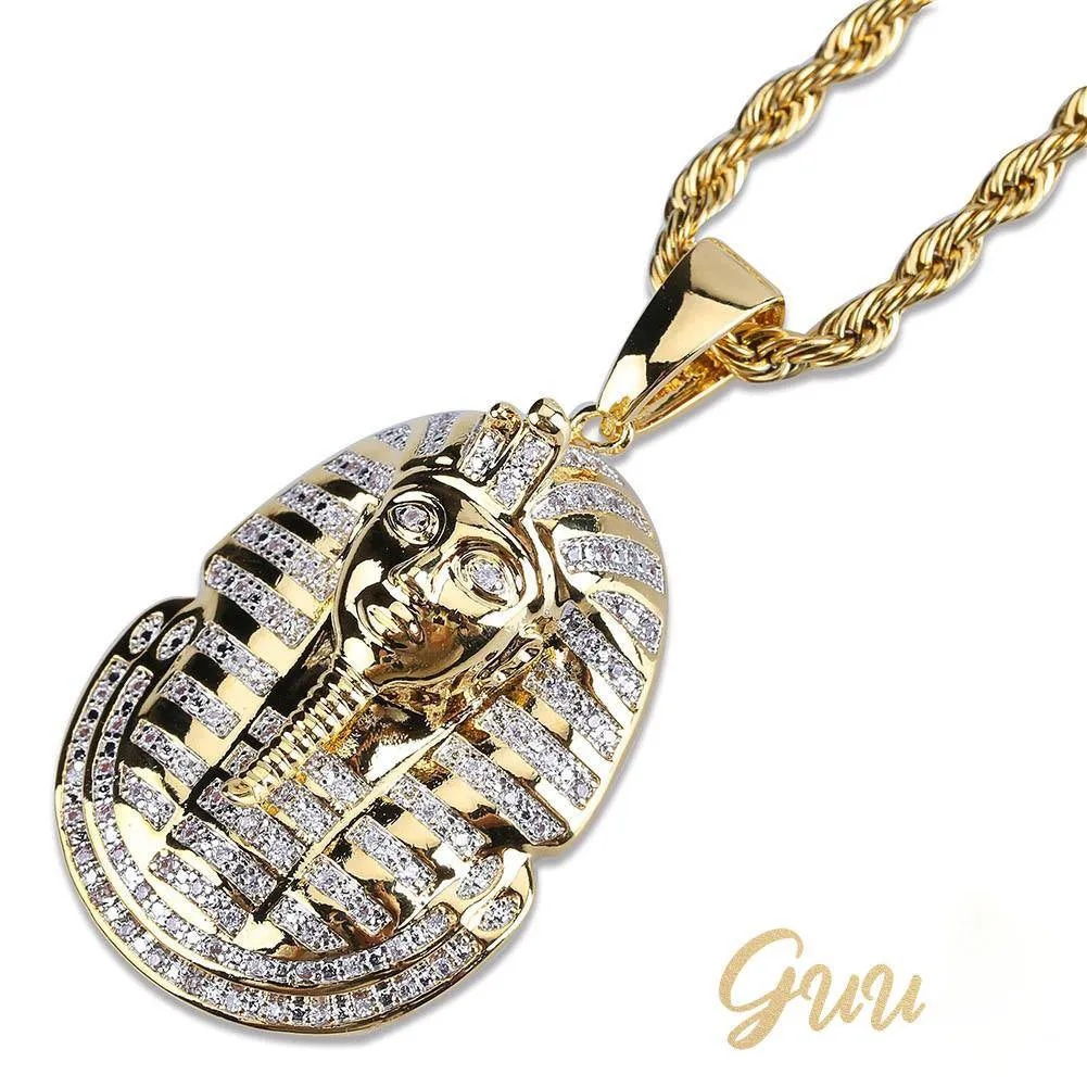 25mm Egyptian Pharaoh Head  Hip Hop Cubic Zirconia Pendant # Rapper Chain