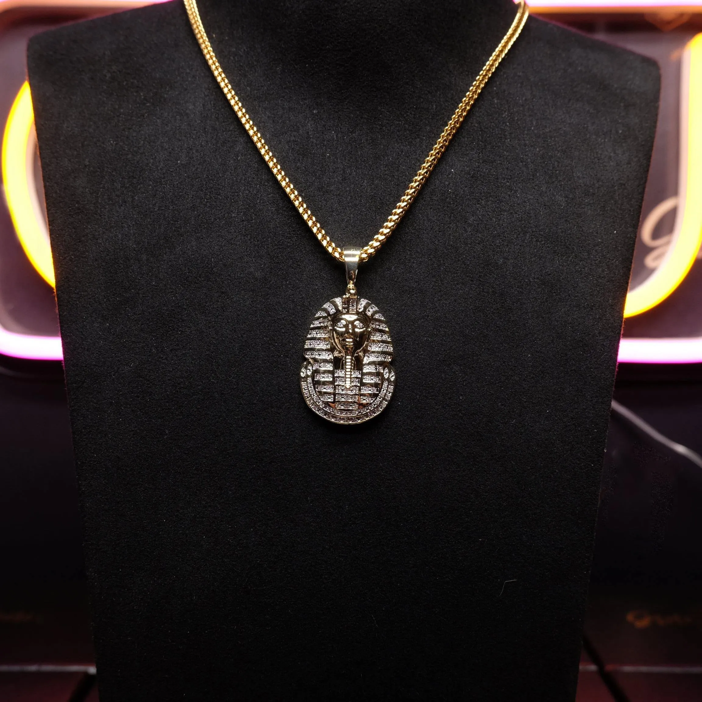 25mm Egyptian Pharaoh Head  Hip Hop Cubic Zirconia Pendant # Rapper Chain