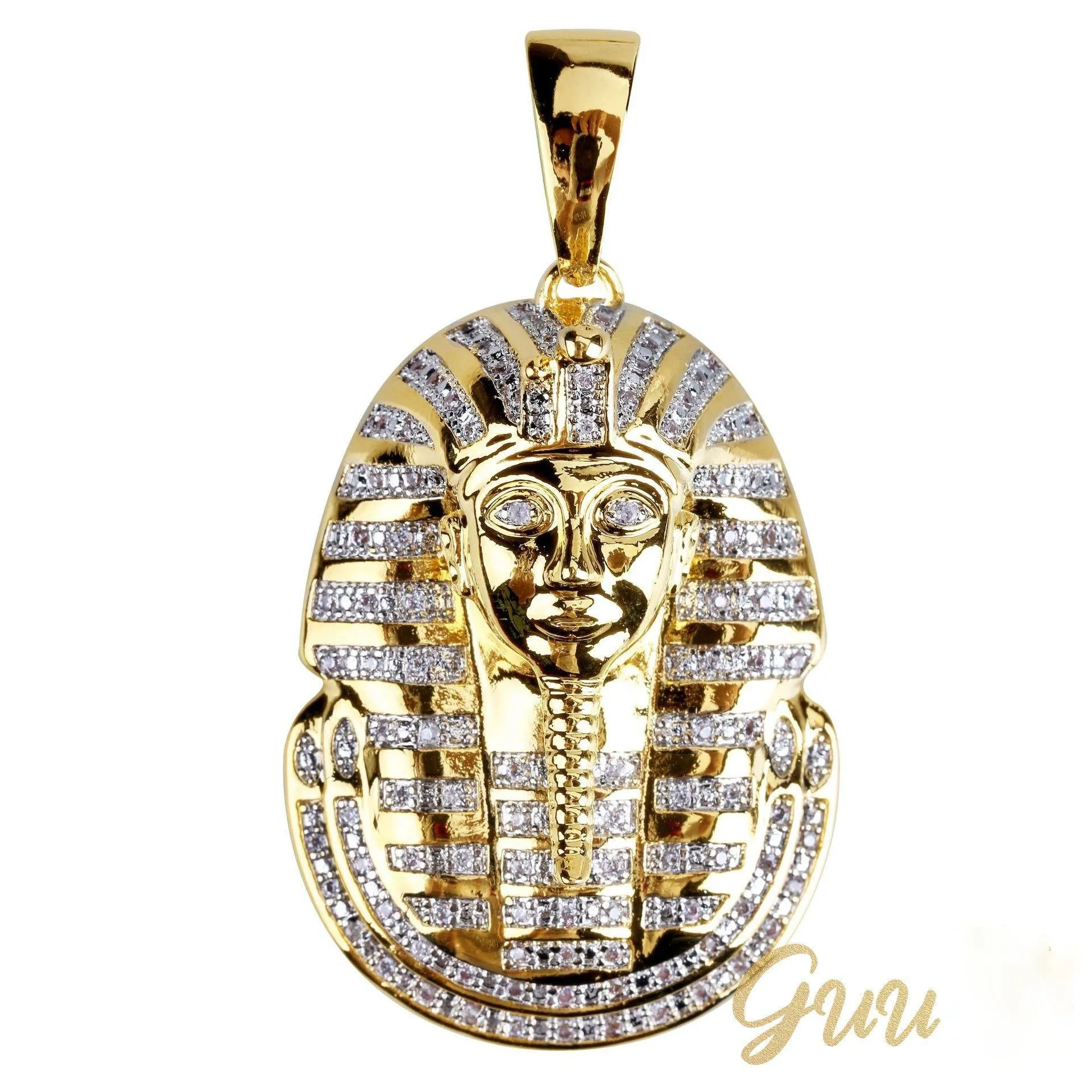 25mm Egyptian Pharaoh Head  Hip Hop Cubic Zirconia Pendant # Rapper Chain