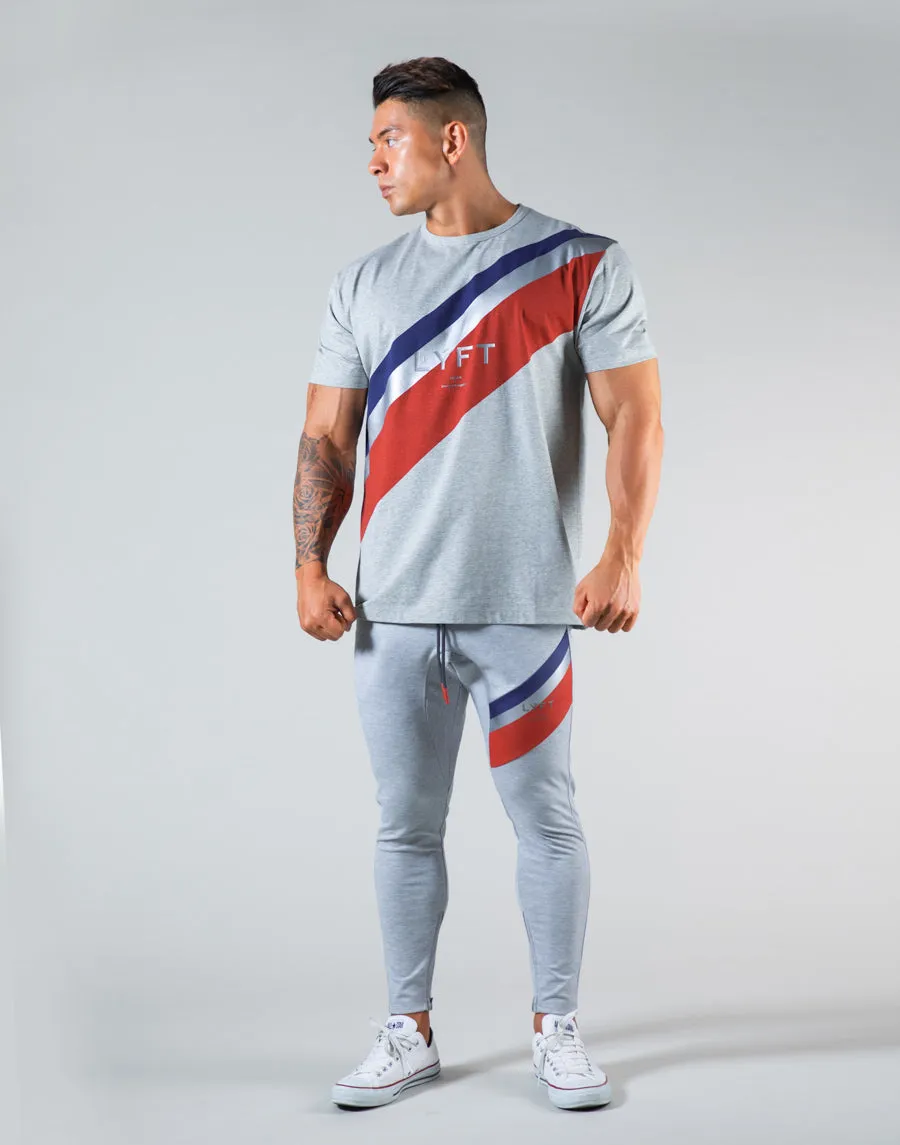 2Way Wide Stripe Standard T-Shirt - Grey