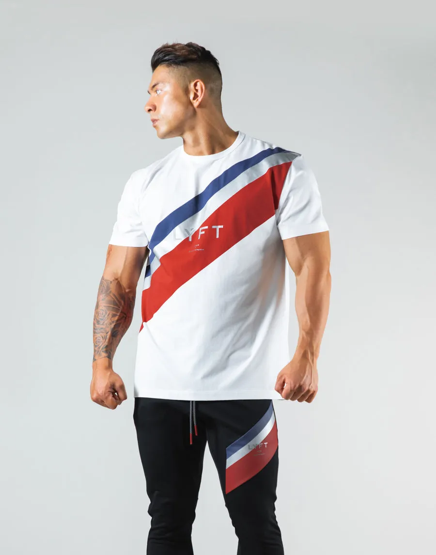 2Way Wide Stripe Standard T-Shirt - White