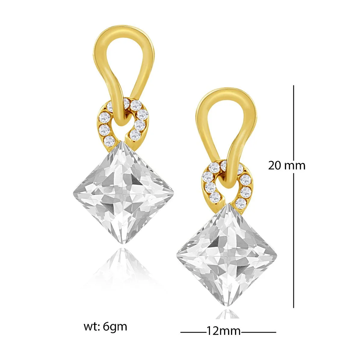 Aaa Crystal American Diamond Silver 18K Gold Stud Earring Girls Women