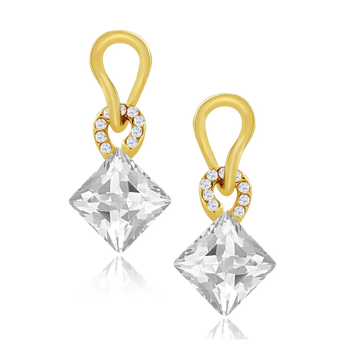 Aaa Crystal American Diamond Silver 18K Gold Stud Earring Girls Women