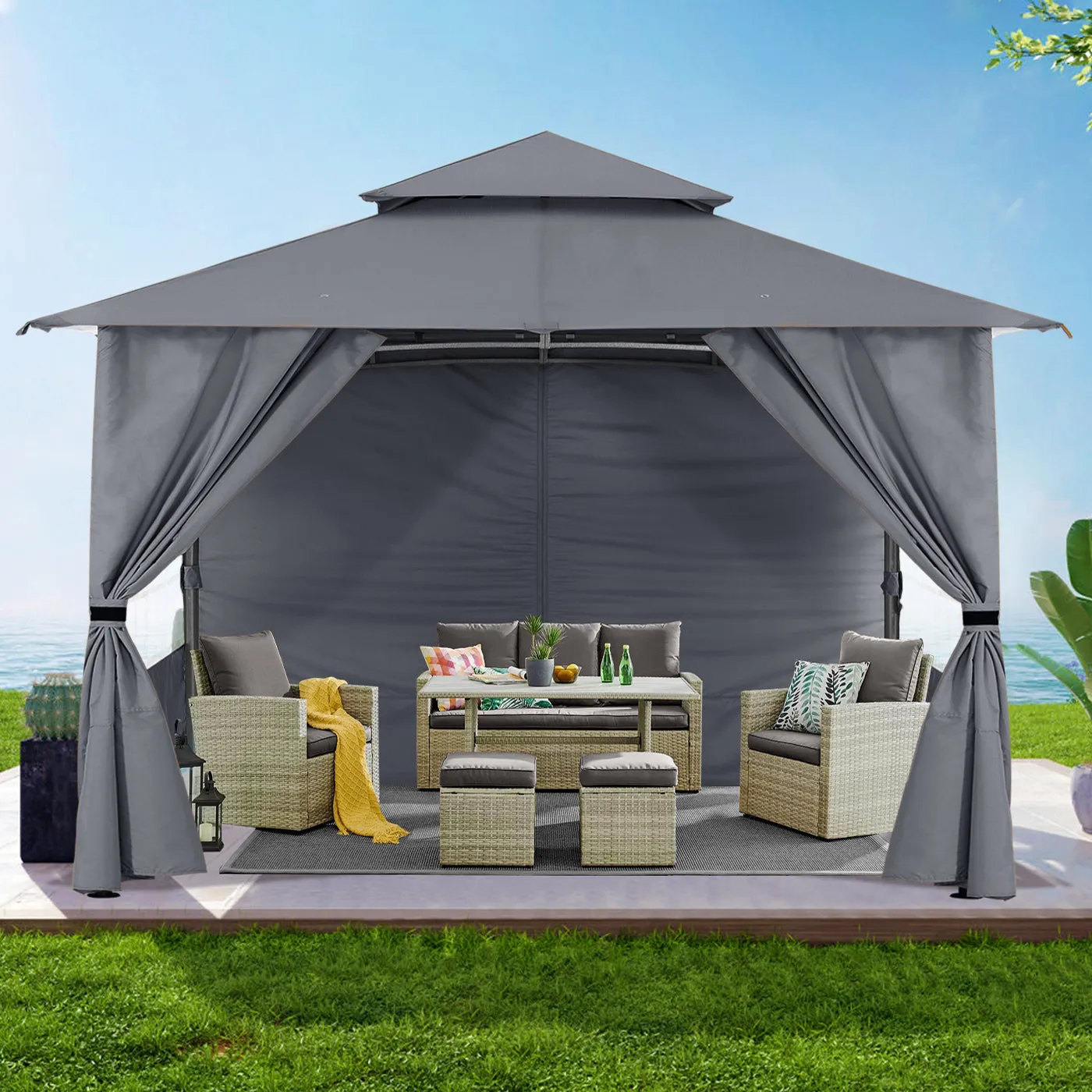 ABCCANOPY Outdoor Gazebo with Sidewalls and Church Window