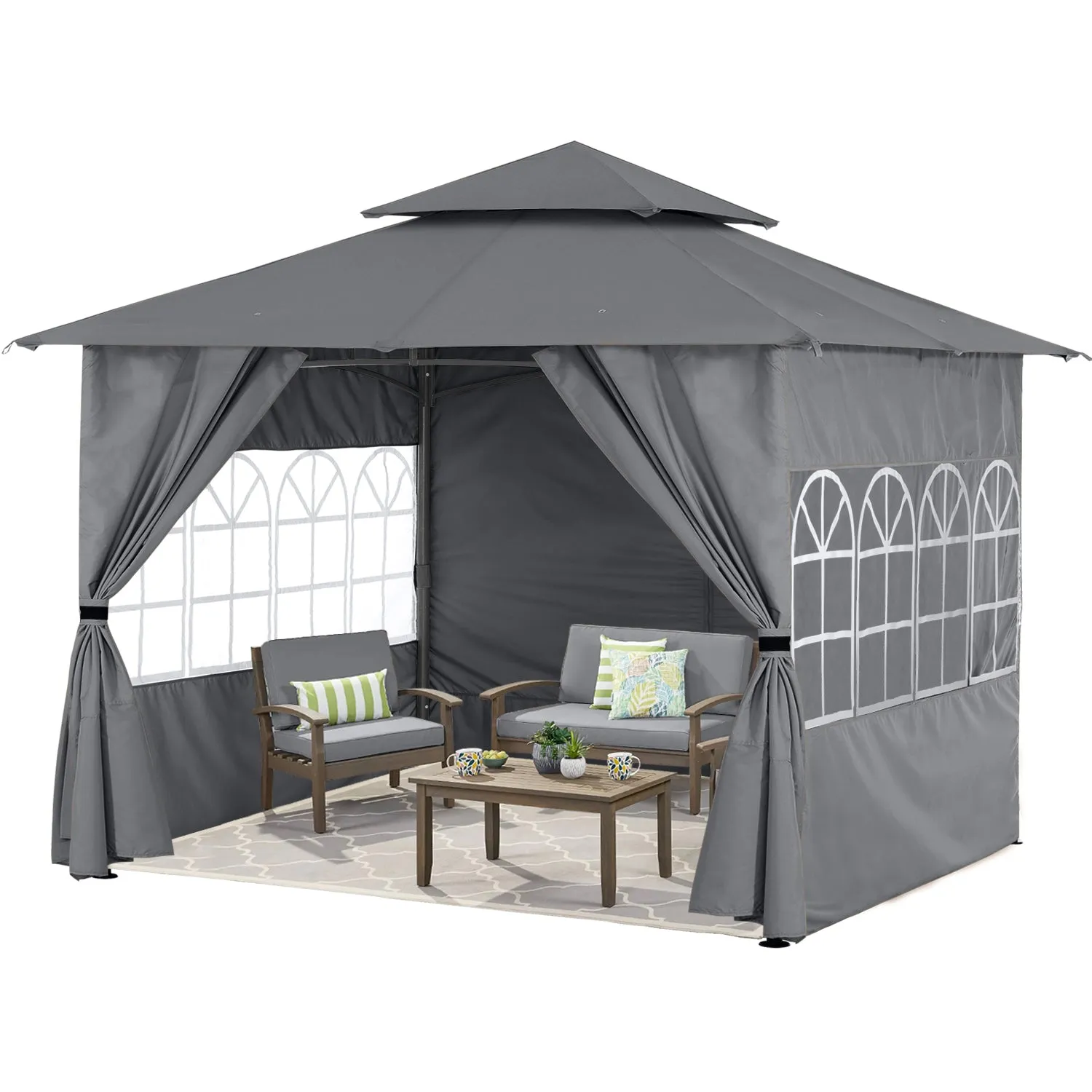 ABCCANOPY Outdoor Gazebo with Sidewalls and Church Window