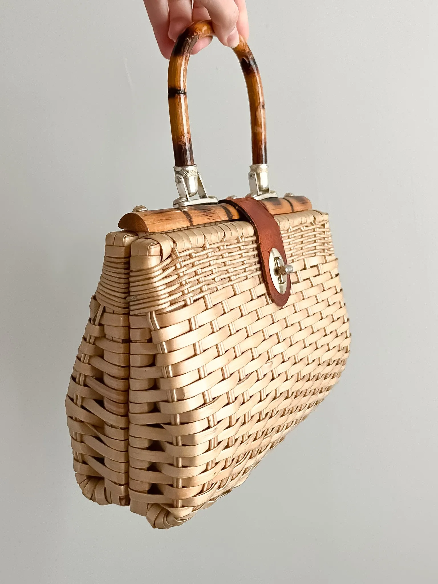 Adorable 1960's Bamboo & Wicker Handbag