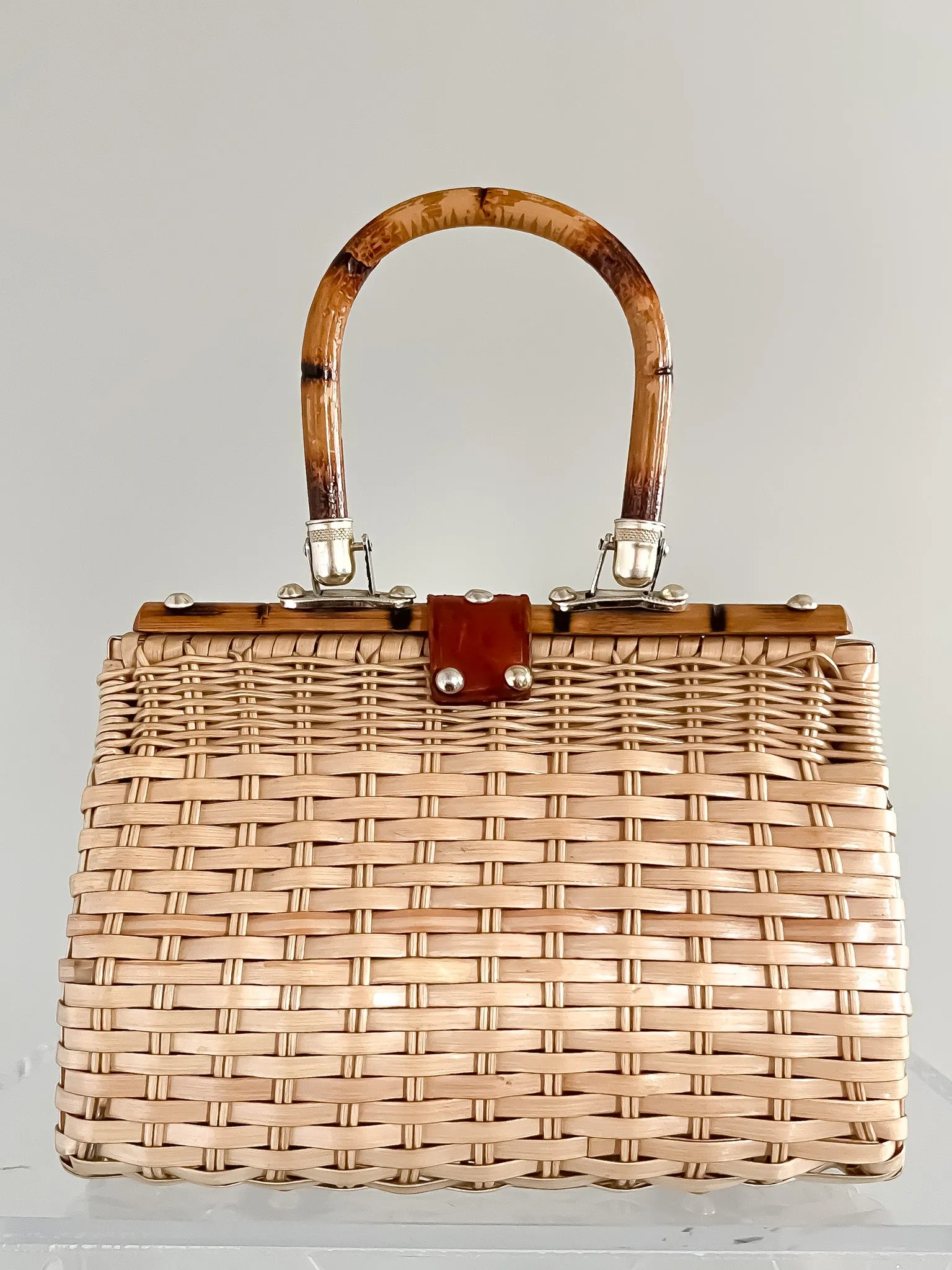 Adorable 1960's Bamboo & Wicker Handbag