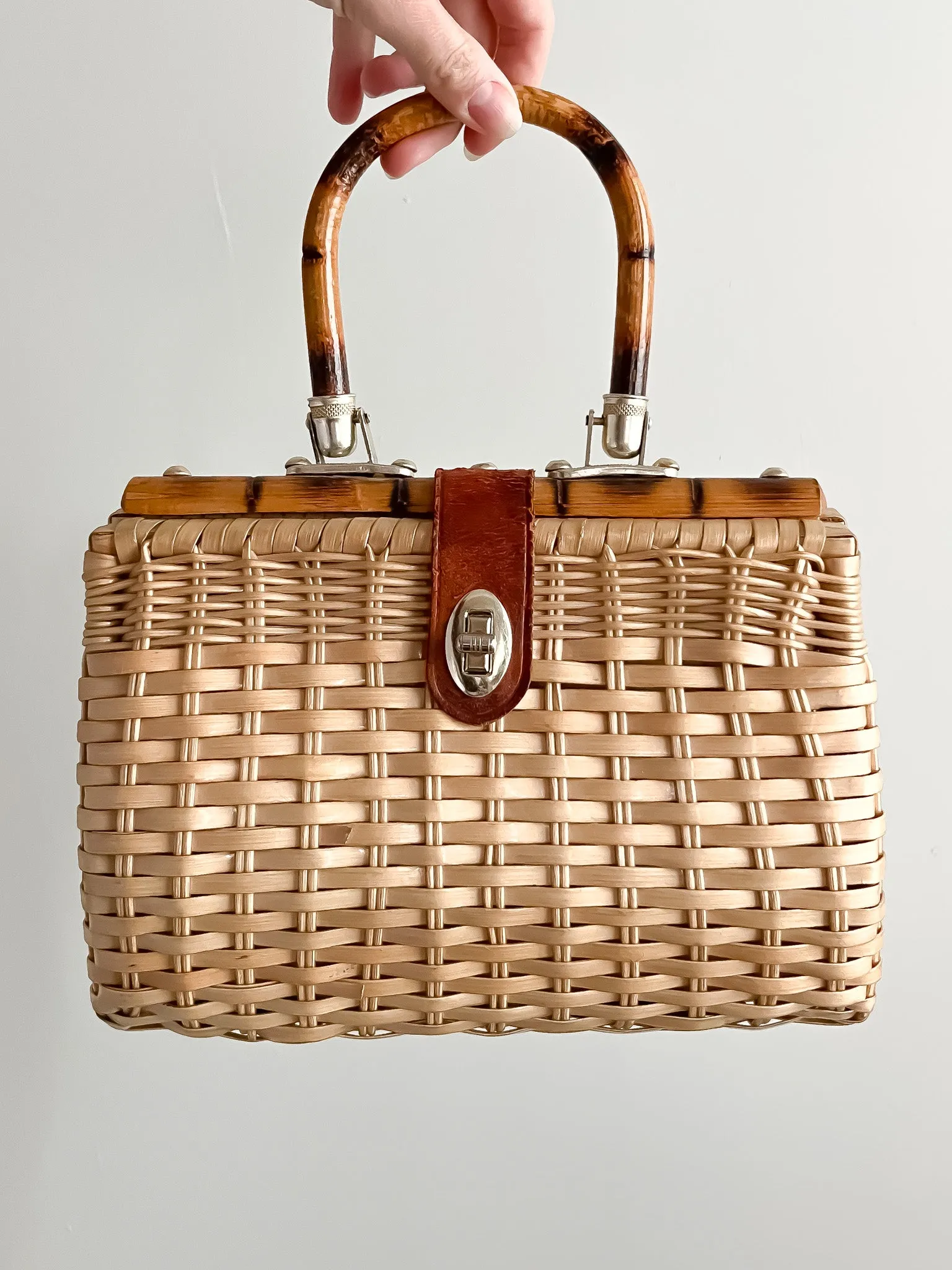 Adorable 1960's Bamboo & Wicker Handbag