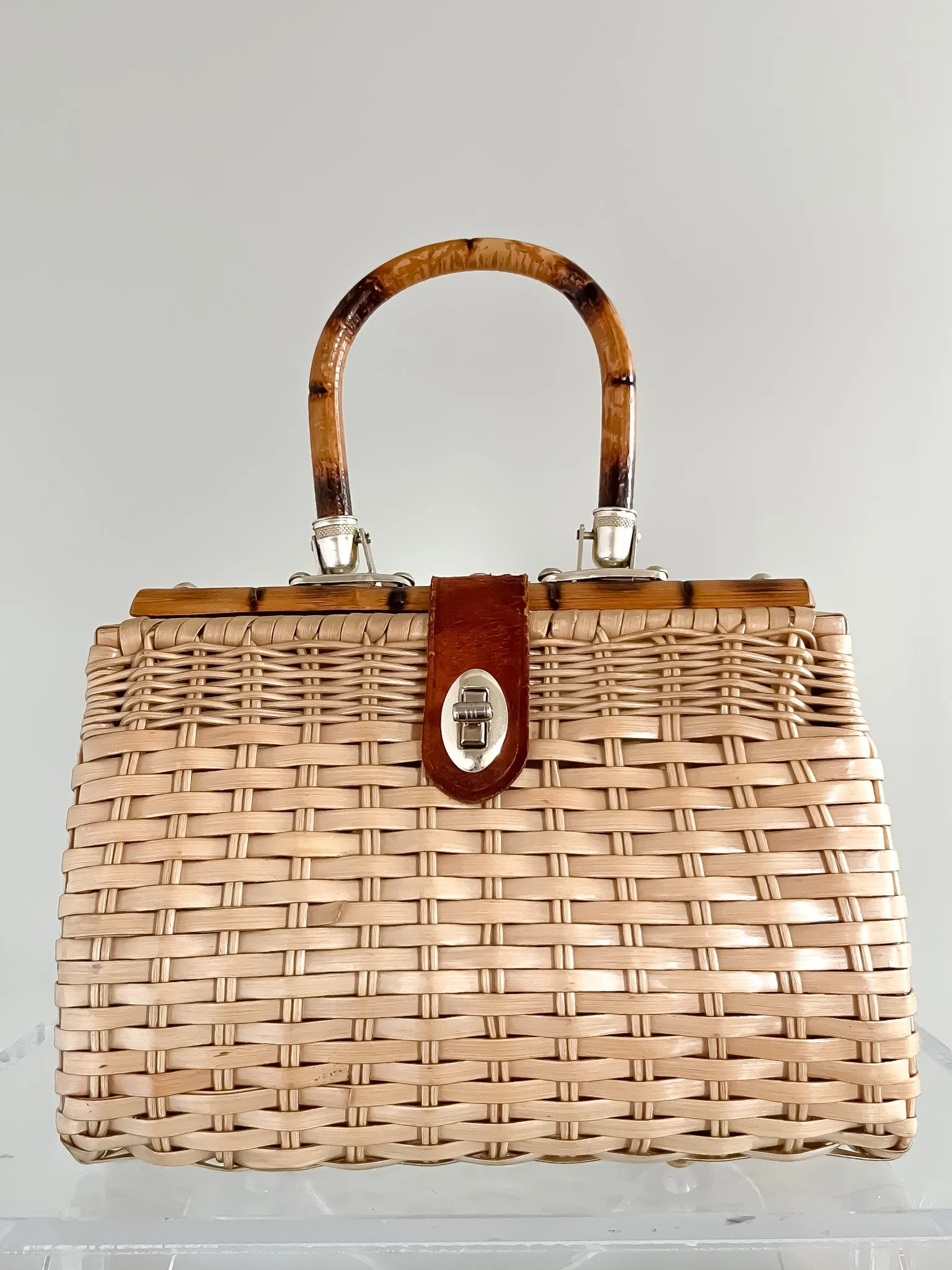 Adorable 1960's Bamboo & Wicker Handbag