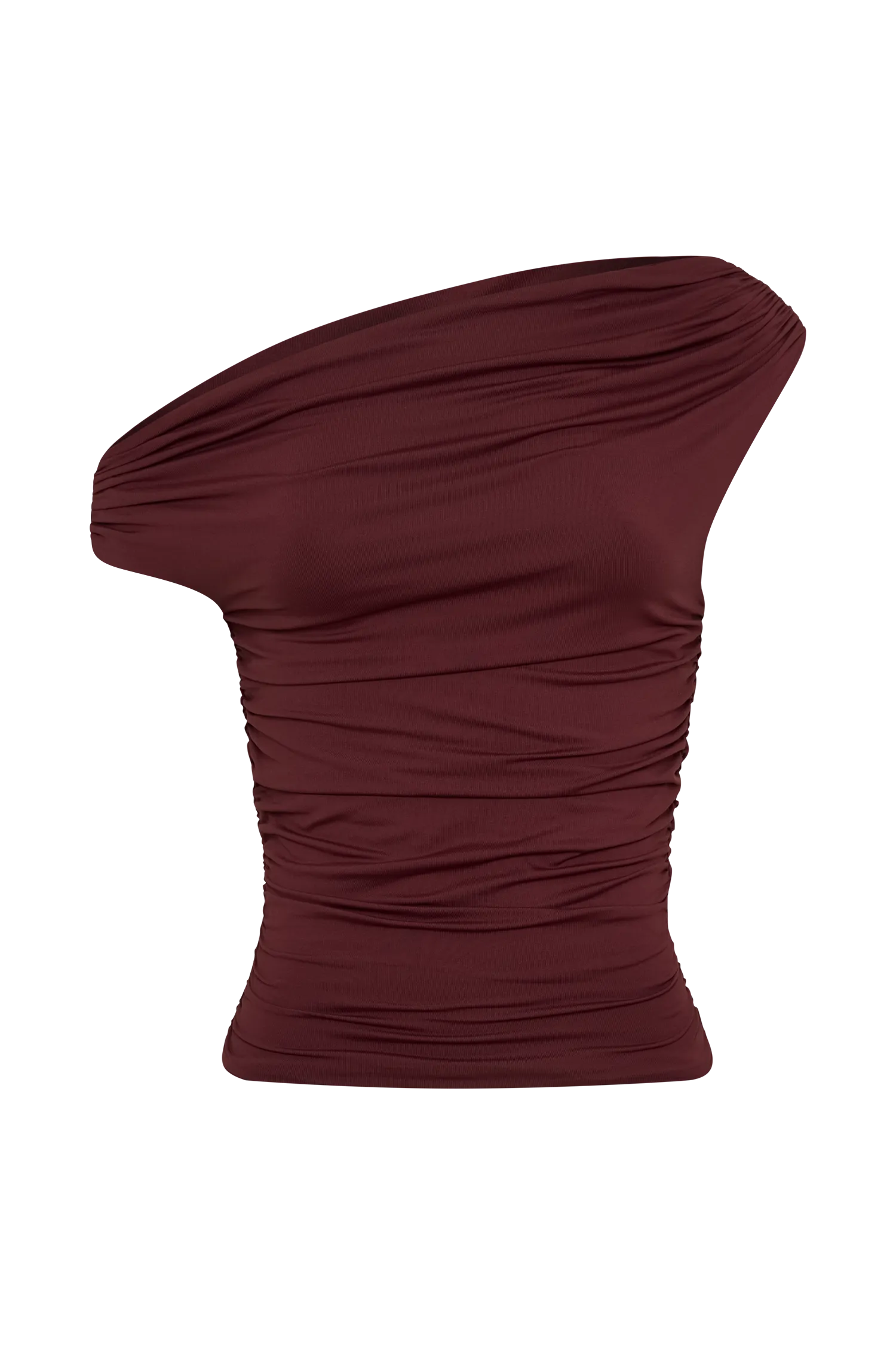 Alayna Recycled Nylon Ruched Top - Wine