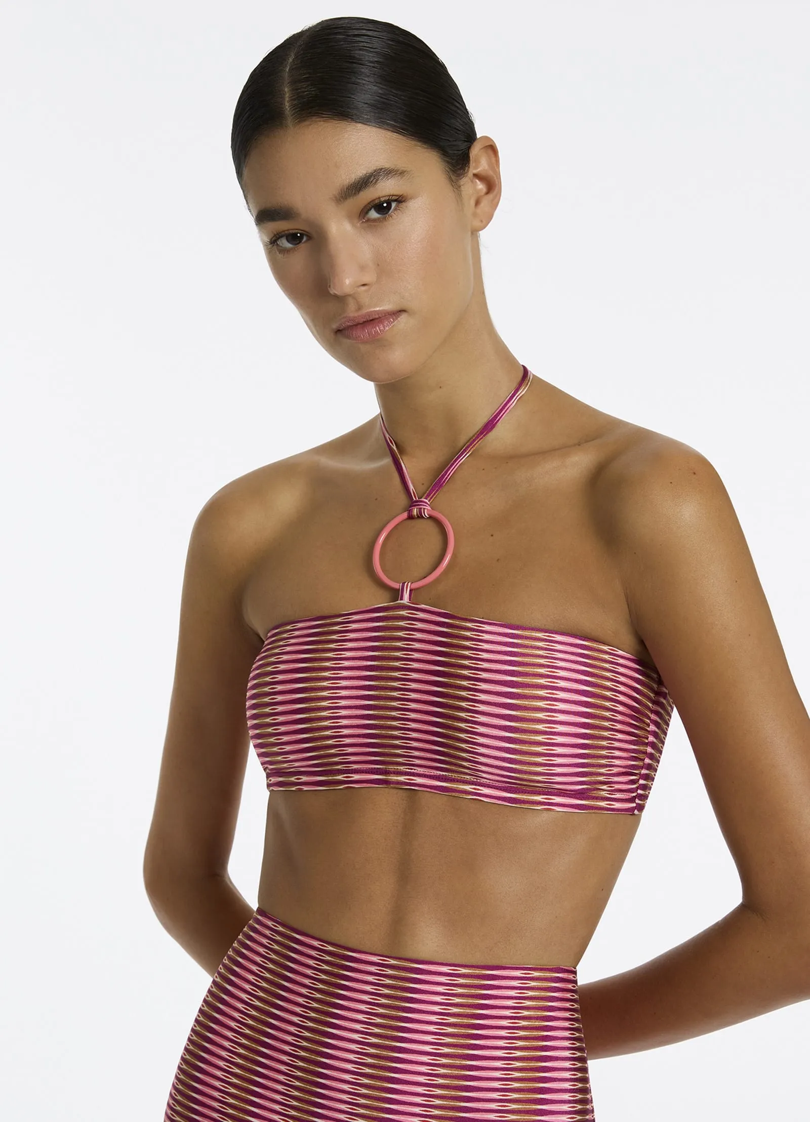 Alessia Geo Bandeau Halter Top - Peony