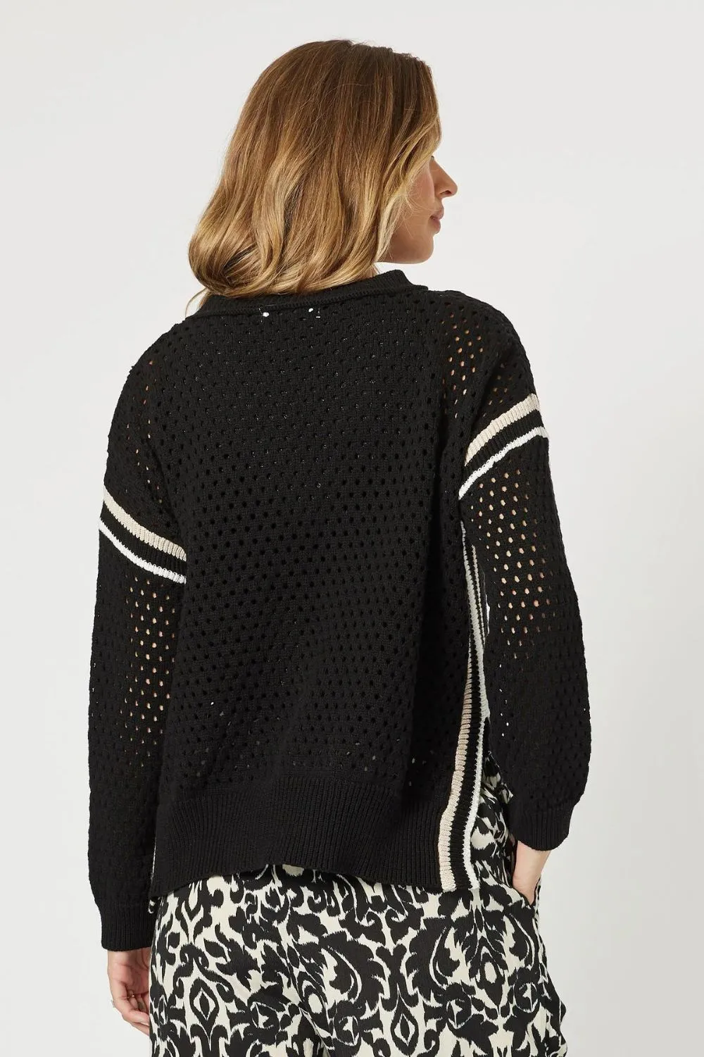 Ally Stripe Trim Jumper | Black