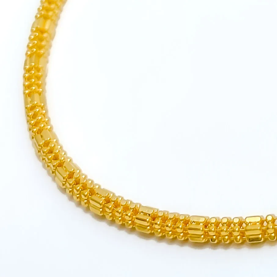 Alternating Hollow 22k Gold Bead Chain - 22"