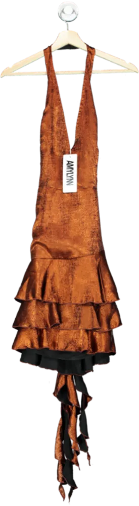 AMYLYNN Copper Metallic Ruffle Dress UK 8