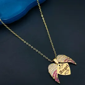 Angle Wings Heart Love Pink Pendant Chain Women