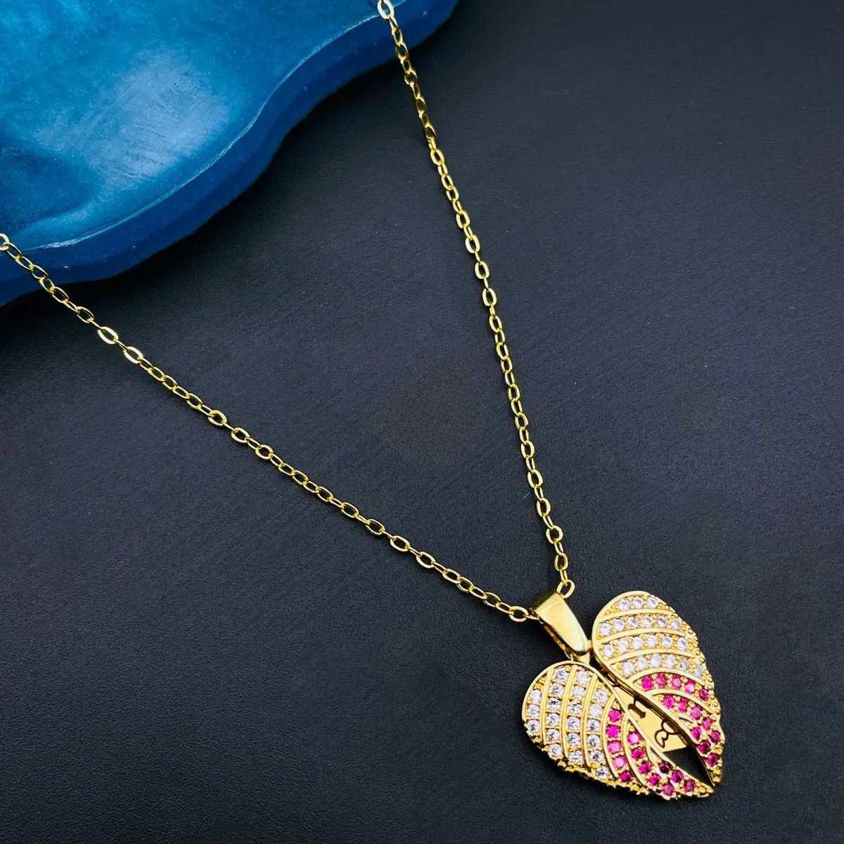 Angle Wings Heart Love Pink Pendant Chain Women