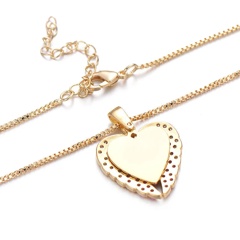 Angle Wings Heart Love Pink Pendant Chain Women