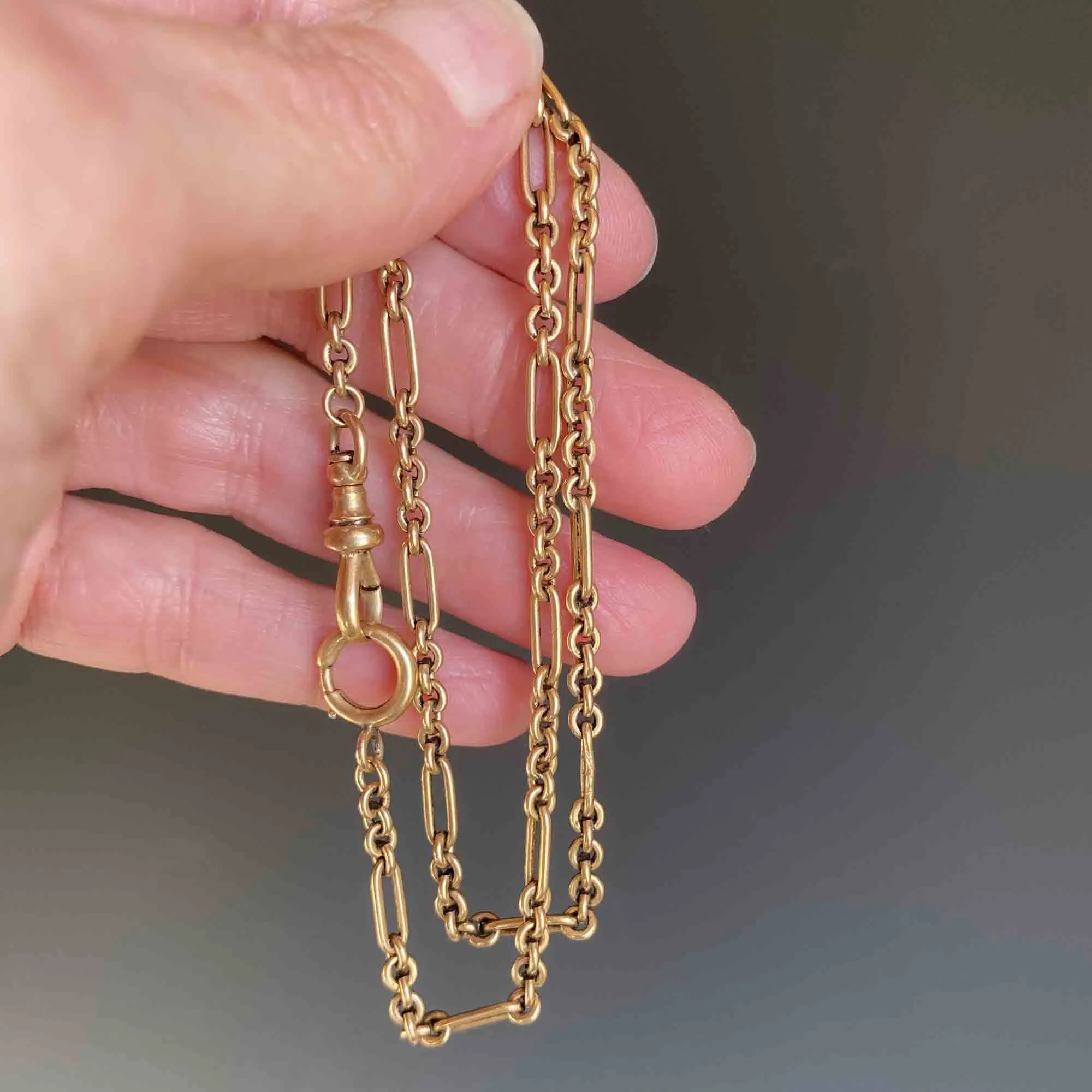 Antique 14K Gold Fancy Link Necklace Pocket Watch Chain