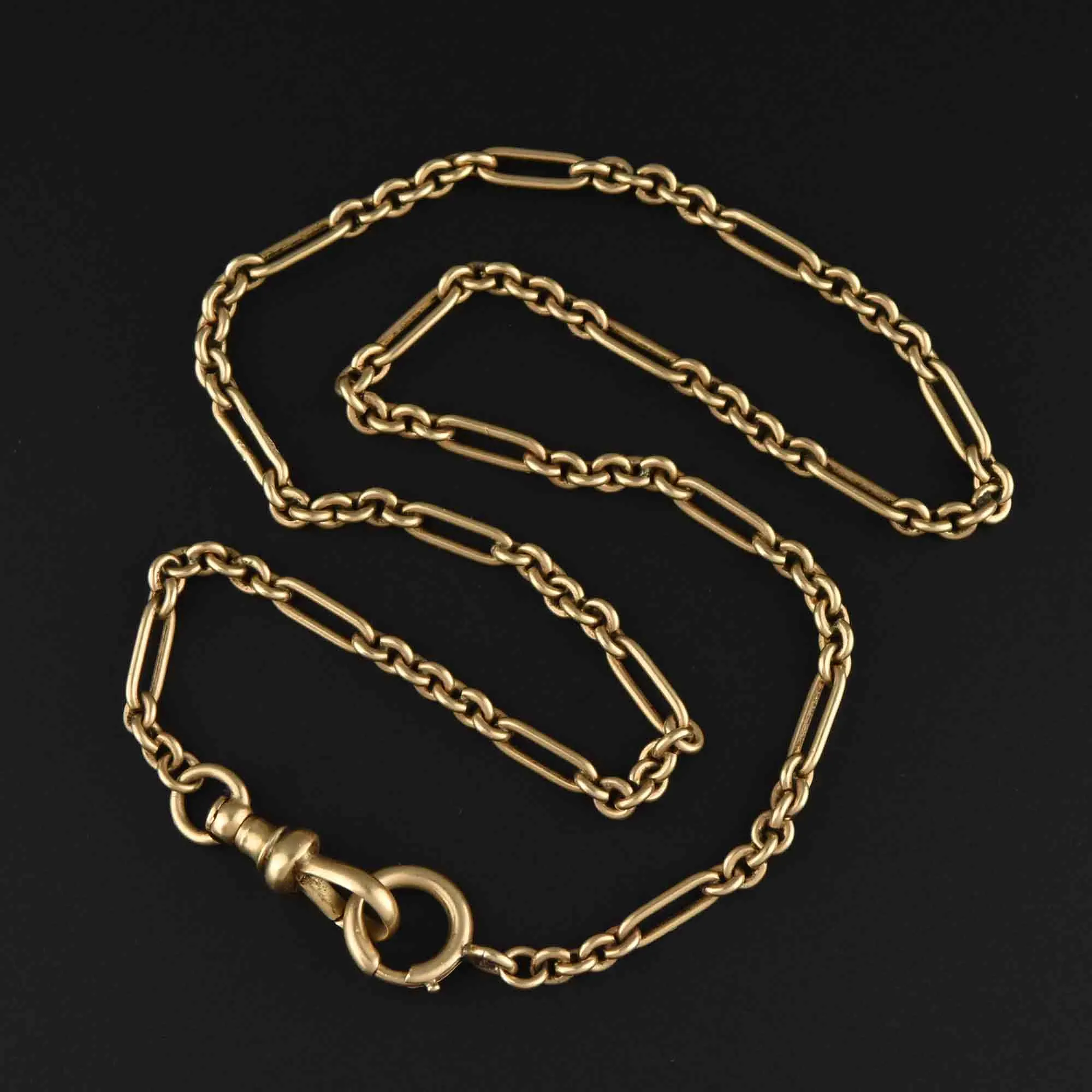 Antique 14K Gold Fancy Link Necklace Pocket Watch Chain